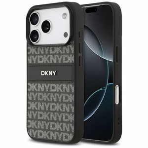 DKNY Repeat Texture Pattern with Tonal Stripe iPhone 17 Pro Ümbris - must