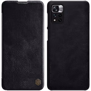 Nillkin Qin Case Case for Xiaomi Redmi Note 11 Pro+ (Hiina) / Redmi Note 11 Pro (Hiina) / Mi11i HyperCharge Camera Protector Holster Cover Flip Case Black