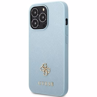 Guess Saffiano 4G Small Metal Logo ümbris jaoks iPhone 13 Pro Max - sinine
