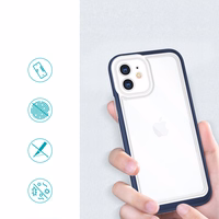 Läbipaistev 3in1 ümbris iPhone 12 sinise raamiga geelikatte jaoks