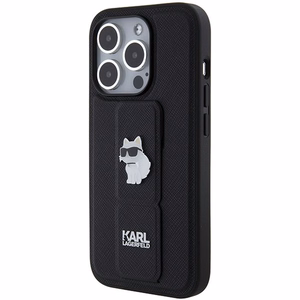 Karl Lagerfeld Gripstand Saffiano Choupette Pins ümbris jaoks iPhone 14 Pro Max - must