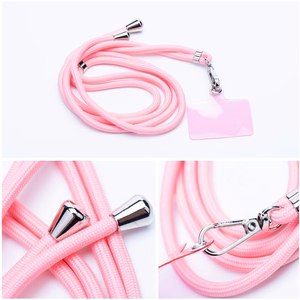 SWING (6mm) Phone lanyard, Phone pendant with adjustable length / cord length 165cm (max 82.5cm in the loop) / on the shoulder or neck - lite roosa