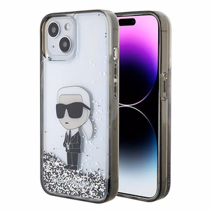 Karl Lagerfeld KLHCP15SLKKNSK iPhone 15 6.1" läbipaistev hardcase Liquid Glitter Ikonik