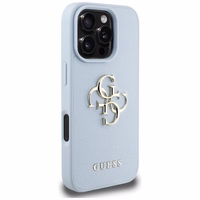 Guess Grained Big 4G Logo Small Classic Logo ümbris jaoks iPhone 16 Pro - sinine