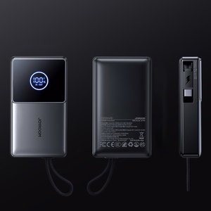 Joyroom JR-PR1 10000mAh 22.5W Powerbank sisseehitatud sissetõmmatava USB-C kaabliga - must