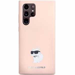 Karl Lagerfeld Silicone Choupette Metal Pin ümbris jaoks Samsung Galaxy S23 Ultra - roosa