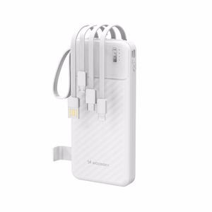 Wozinsky W11-W 10000mAh 10W akupank sisseehitatud kaablite ja taskulambiga - valge