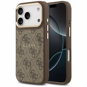 Guess Чехол для iPhone 17 Pro совместимый с MagSafe GUHMP17LP4MSEGCW (PU 4G W/ Classic) коричневый