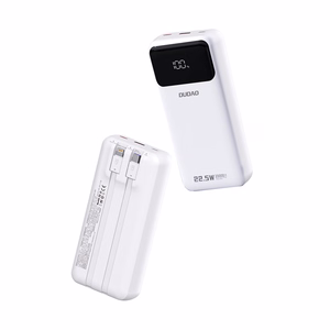 Dudao K15Pro Power Bank 20000mAh 22.5W PD USB-C / USB-A / Встроенные кабели Lightning и USB-C - Белый
