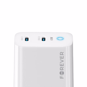 Forever TC-06-65CC GaN PD QC laadija 2x USB-C 65W valge