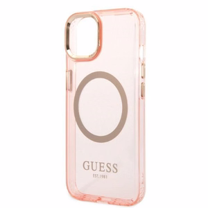 Guess GUHMP14MHTCMP iPhone 14 Plus 6.7" roosa/roosa hard ümbris kuldne Outline Translucent MagSafe