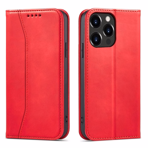 Magnet Fancy Case ümbris iPhone 14 Pro flip cover rahakoti statiiv punane