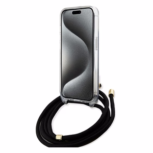 Guess Crossbody Cord 4G Print ümbris jaoks iPhone 15 Pro - must