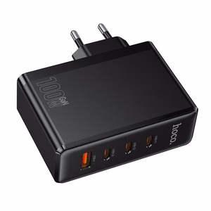 Hoco N85 100 W laadija kolme USB-C-pordiga ja ühe USB-A-pordiga, must