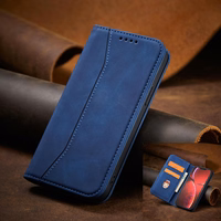 Magnet Fancy Case ümbris iPhone 14 Pro Max'ile, mis katab iPhone 14 Pro Max'i ümbrise koos flip wallet standiga sinine