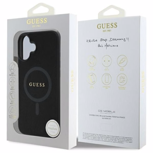 Guess Saffiano Classic Logo MagSafe ümbris jaoks iPhone 16 - must
