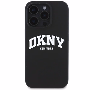 DKNY Silicone Valge Printed Logo MagSafe iPhone 16 Pro Ümbris - Must