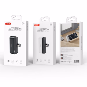 XO power bank mini PR244 20W 5000 mAh Lightning pistikuga must