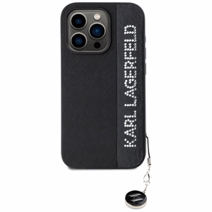 Karl Lagerfeld Saffiano Rhinestones & Charm ümbris jaoks iPhone 15 Pro Max - must
