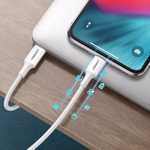 USB kaabel Ugreen US171 MFi USB-C to Lightning 3A 1.0m valge