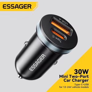 Autolaadija Essager Rui Mini must 30W (1xPD / 1xQC3.0)