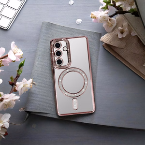 Bling Magsafe чехол для Samsung Galaxy S25 FE розовый