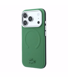 Case Lacoste PVC Petit Pique Semi Wrap Embossed MagSafe Apple iPhone 18 Pro green