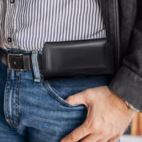 ROYAL universal horizontal leather belt holster size L jaoks IPHONE 12 / 12 PRO / 13 / 13 PRO / 14 / 14 PRO / SAMSUNG S10 / S20 / S21 / A40 / HUAWEI P8 LITE / P30 / P40 / P9 LITE must