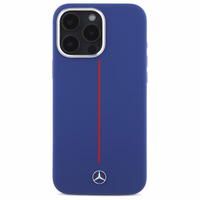 Mercedes Silicone punane Stripe MagSafe Ümbris jaoks iPhone 16 Pro Max - tumesinine