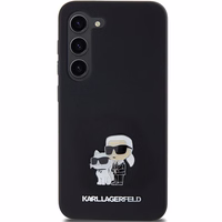 Karl Lagerfeld Silicone Karl&Choupette Metal Pin ümbris jaoks Samsung Galaxy S23 - must