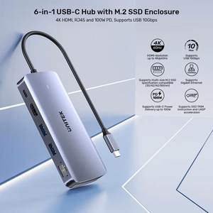 UNITEK aktiivne USB-C jaotur 10Gbps, M.2, HDMI, PD 100W