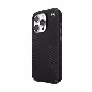 Speck Presidio2 Grip MagSafe ümbris seadmele iPhone 15 Pro, must kiltkivihallide detailidega