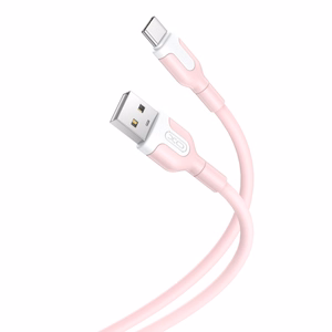 XO NB212 USB–USB-C kaabel, 1,0 m, 2,1 A, roosa