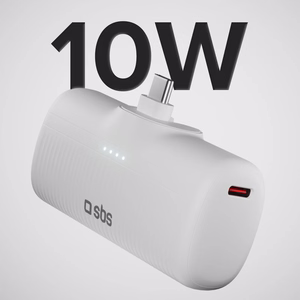 SBS EcoPower 5000 mAh 10W Powerbank sisseehitatud USB-C pesaga - valge