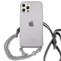 Guess GUHCP12MKC4GSSI iPhone 12/12 Pro 6.1" läbipaistev kõvakott 4G hõbedane kett