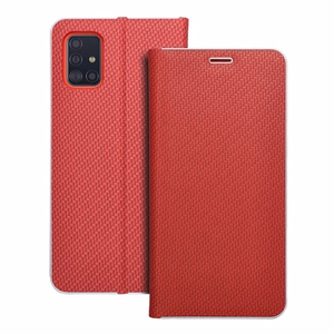 Flip чехол для Samsung A51 Luna Book Carbon красный