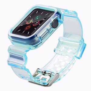 Силиконовый ремешок-браслет с чехлом и подсветкой для Apple Watch 42mm - синий