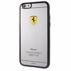 Ferrari kõvakott FEHCP6BK iPhone 6/6S võidusõidu kilp läbipaistev must