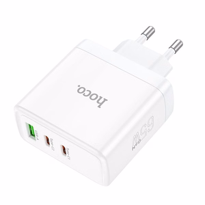 Phone Laadija Hoco 2 x USB C + USB A GaN QC PD 65W N30 valge