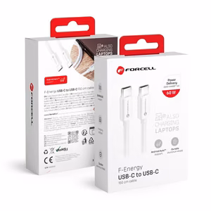 Kaabel USB C to USB C Forcell F-Energy QC4.0 PD 3A 60W 1,5 m C338 valge