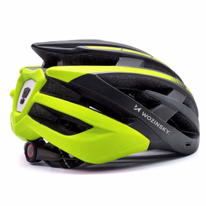 Wozinsky MTB jalgrattakiiver eemaldatava visiiri ja tagumise USB tulega L - must ja kollane