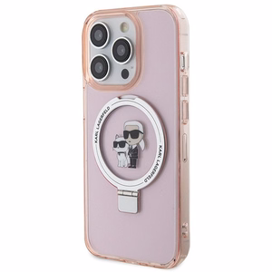 KARL LAGERFELD ümbris jaoks IPHONE 15 Pro comaptible with MagSafe KLHMP15LHMRSKCP (Ringstand KC) roosa