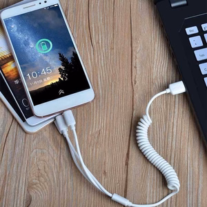 Dudao car kit charger 2x USB 2.4A + cable USB 3in1 Lightning / Type C / micro USB cable valge (R7 valge)