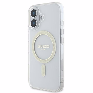 Guess IML Glitter Circle MagSafe iPhone 16 Ümbris - Clear