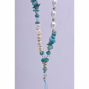 HAPPY Phone lanyard, Phone pendant / cord length 44cm (22cm in the loop) / on hand - lite sinine
