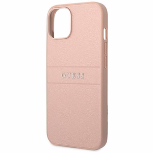 Guess GUHCP14MPSASBPI Saffiano with Metal Logo ümbris seadmele iPhone 14 Plus, roosa