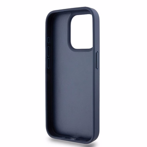 DKNY Leather Mono Stripe & Metal Logo ümbris jaoks iPhone 15 Pro - sinine