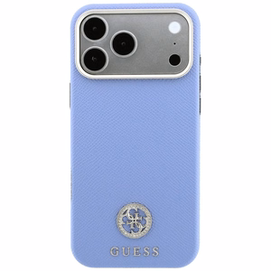 Guess Grained Round Strass Logo ümbris seadmele iPhone 18 Pro / 17 Pro, MagSafe-ühilduv – sinine