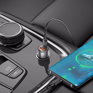 Borofone Car charger BZ20A Smart - USB + Type C - QC 3.0 PD 83W transparent-black