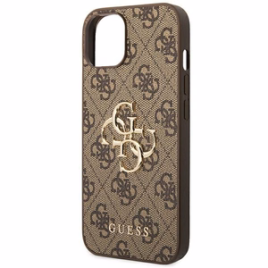Guess 4G suur metallist logo ümbris iPhone 14 jaoks - pruun